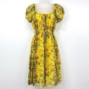 VTG Y2K Chesley Dress Women's L Floral Milkmaid Beachy Cottagecore Smocked
